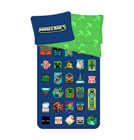 Jerry Fabrics Minecraft Badges, mėlynas/žalias/įvairių spalvų, 140x200 cm