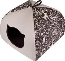 Gyvūno guolis Hobbydog R3 Igloo Napisy, ruda/smėlio, 49 cm x 49 cm