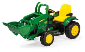 Vienvietis vaikiškas elektrinis traktorius Peg Perego John Deere Ground Loader, žalias/geltonas
