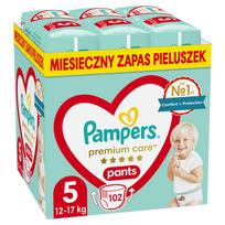 kelnaites - Sauskelnės-kelnaitės PAMPERS Premium Monthly Pack 5 dydis, 12-17 kg, 102 vnt. - 1 nuotrauka