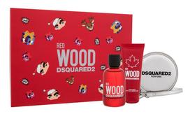 Rinkinys moterims Dsquared2 Red Wood: EDT, 100 ml + dušo želė, 100 ml + piniginė