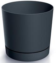 Antracito spalvos plastikinis puodas su pagrindu 19,9 cm Tubo