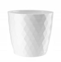 Apvalus plastikinis baltas 18 cm puodas "Cristal