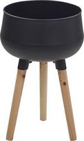 Beliani Shumee Metalo puodas 30 x 30 x 47 cm juoda su lengvos medienos AGROS