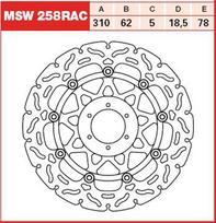 Stabdžių diskas MSW258RAC Priekis plaukiojantis TRW 310/62/5mm/78mm