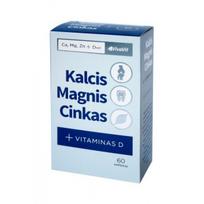 VIVAVIT kalcis, magnis, cinkas plius vitaminas D, 60 kaps.
