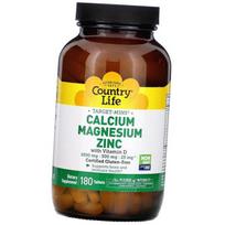Kalcis, magnis, cinkas ir vitaminas D3, kalcio magnis, cinkas, vitaminas D, Country Life 180 tab. (36124059)