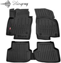 Stingray Guminiai 3D kilimėliai VOLKSWAGEN Jetta VI A6 2010-2018m., 5 vnt. / juoda / 5024015 / paaukštintais kraštais