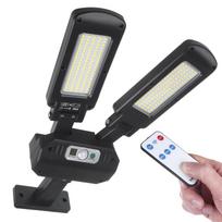 led apsvietimas su judesio - Sieninis šviestuvas Maclean MCE447 dviguba saulės sieninė lempa su judesio ir prieblandos jutikliu IP54 5W 2x 450 liumenų 6500K dviejų šviesos šaltinių nuotolinio valdymo lauko gatvės šviesa - 1 nuotrauka