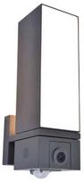 Lauko sieninis šviestuvas su kamera Lutec Cuba, 17.3W, LED, IP44, tamsiai pilka, 9.2 cm x 32.5 cm