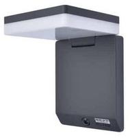 Sieninis lauko šviestuvas Lutec Moze Solar PIR, 8W, LED, IP44, tamsiai pilka, 14 cm x 15 cm