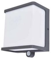 Sieninis lauko šviestuvas Lutec Doblo Solar PIR, 12W, LED, IP44, tamsiai pilka, 17 cm x 9 cm