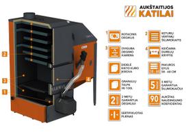 granuliniai katilai - Granulinis katilas Pelemax 50 kW, komplekte su rotaciniu 50 kW degikliu, 500 l bunkeriu - 1 nuotrauka