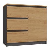 d3s - Komoda Top E Shop 1D3S, antracito/ąžuolo, 80 cm x 40 cm x 75 cm - 1 nuotrauka