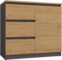 d3s - Komoda Top E Shop 1D3S, antracito/ąžuolo, 80 cm x 40 cm x 75 cm - 2 nuotrauka