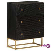 komoda juoda - Komoda su stalčiais, juoda, 55x30x76cm, mango masyvas/geležis - 2 nuotrauka
