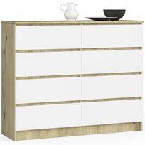 komoda 120 - Komoda Akord K120 8SZ CLP, ąžuolo/balta, 40 cm x 120 cm x 99 cm - 1 nuotrauka