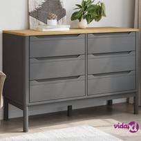 vidaXL Komoda su stalčiais FLORO, pilka, pušies medienos masyvas
