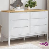 vidaXL Komoda su stalčiais FLORO, balta, pušies medienos masyvas