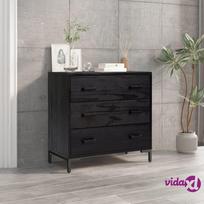 vidaXL Komoda su stalčiais, juoda, 75x35x70cm, pušies medienos masyvas