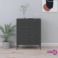 vidaXL Komoda su stalčiais, antracito spalvos, 80x35x101,5cm, plienas
