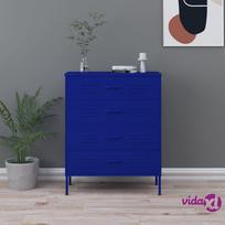 vidaXL Komoda su stalčiais, tamsiai mėlyna, 80x35x101,5cm, plienas