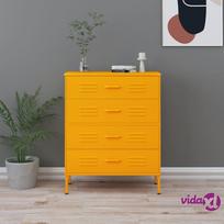 vidaXL Komoda su stalčiais, garstyčių geltona, 80x35x101,5cm, plienas