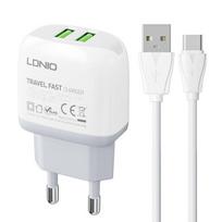 usb c pakrovejas - LDNIO A2219 2USB + USB-C laidas - 2 nuotrauka