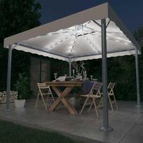 lauko pavesines - vidaXL Pavėsinė su lemputėmis LED, kreminė, 300x300cm - 2 nuotrauka