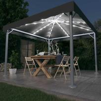 lauko pavesine su led - vidaXL Pavėsinė su lemputėmis LED, antracito, 300x300cm - 2 nuotrauka