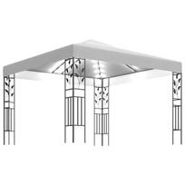 lauko pavesines - Pavėsinė su lempučių girliandomis LED, balta, 3x3m, 180g/m² - 1 nuotrauka