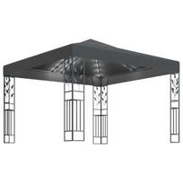 Pavėsinė su lemputėmis LED, antracito, 3x3 m