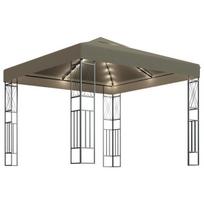 Pavėsinė su lempučių girliandomis LED, taupe, 3x3m