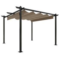 vidaXL Sodo pavėsinė su įtraukiamu stogu, taupe spalvos, 3x3m