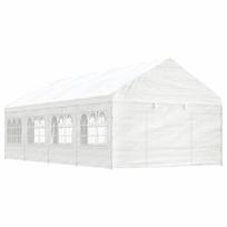 Pavėsinė su stogu, balta, 8,92x4,08x3,22m, polietilenas