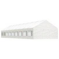 Pavėsinė su stogu, balta, 20,07x5,88x3,75m, polietilenas