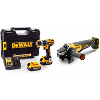 smuginis suktuvas akumuliatorinis - DCD796P2 DeWALT 18 V 5.0 Ah XR Li-Ion akumuliatorinis suktuvas – smūginis gręžtuvas + DCG406N 18V kampinis šlifuoklis - 1 nuotrauka