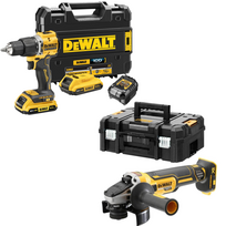 DCD100YD2T + DCG406NT  DeWALT 18V XR suktuvas – smūginis gręžtuvas + DeWALT 18V kampinis šlifuoklis (2x2.0 Ah)
