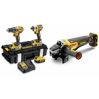DCK266P3 DeWALT 18V rinkinys DCF887 smūginis suktuvas + DCD796 suktuvas-gręžtuvas + DCG406N 18V kampinis šlifuoklis
