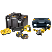 DCS388T2 DeWALT FLEXVOLT 54V tiesinis pjūklas + DCG414NT FLEXVOLT 54V kampinis šlifuoklis