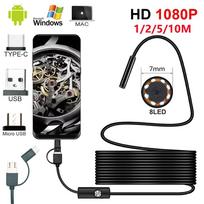 7,0 mm endoskopo kamera 1080P HD USB endoskopas su 8 LED 1/2/3.5/5/10M kabeliu vandeniui atsparus tikrinimo boreskopas, skirtas Android kompiuteriui
