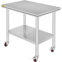metalo detektorius - Virtuvinis darbo stalas su ratukais Vevor, 91x60x82 cm, sidabrinis - 1 nuotrauka