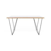 Baltas darbo stalas su juodomis kojomis TemaHome Flow, 140 x 75 cm