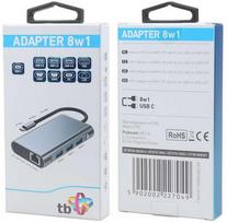 c rj45 adapteris - TB HUB adapteris USB C 8w1 HDMIx2 USB VGA RJ45 PD - 1 nuotrauka