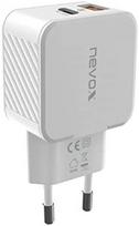 adapteriai type c - nevox 30W USB-C + USB QC 3.0 maitinimo adapteris baltas - 1 nuotrauka