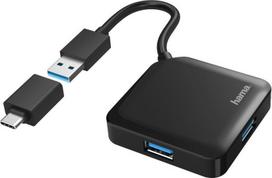 usb 2.4 a - Hama Hub USB 3.0, 4xUSB-A + adapter USB-C - 1 nuotrauka