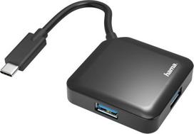 type 1 type 2 adapteris - Hama USB HUB 0.15 m, Juodas, USB Type-C - 1 nuotrauka