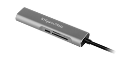 usb type c hdmi - Kruger & Matz Adapteris (HUB) C tipo USB į HDMI / USB 3.0 / SD / MicroSD / C - 1 nuotrauka