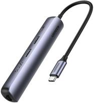 3 in 1 usb c - 5in1 UGREEN CM418 adapteris USB-C Hub į 2x USB 3.0, HDMI, RJ45, USB-C - Pilkas - 1 nuotrauka