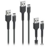 Rinkinys 3 kabli USB - USB-C SBS juoda